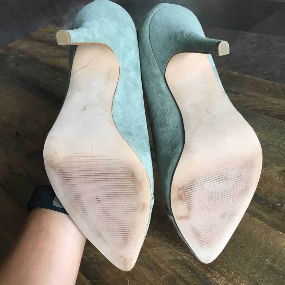Madewell Mira Suede Heels - Willow Green - Sz 9 - Picture 3 of 5